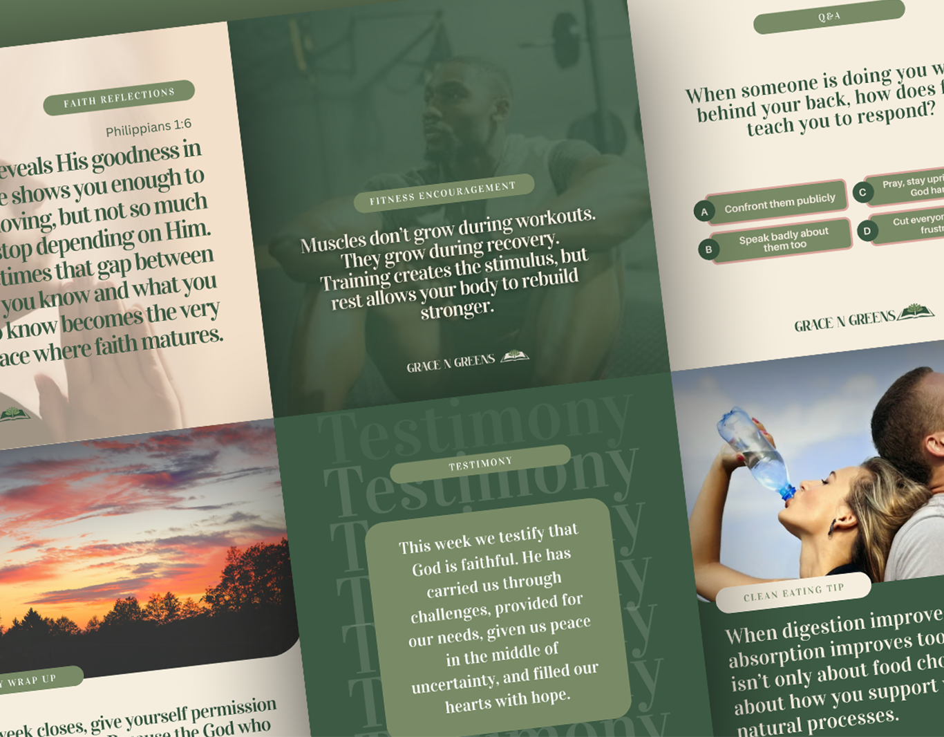 Social Media Designs for Grace and Greens